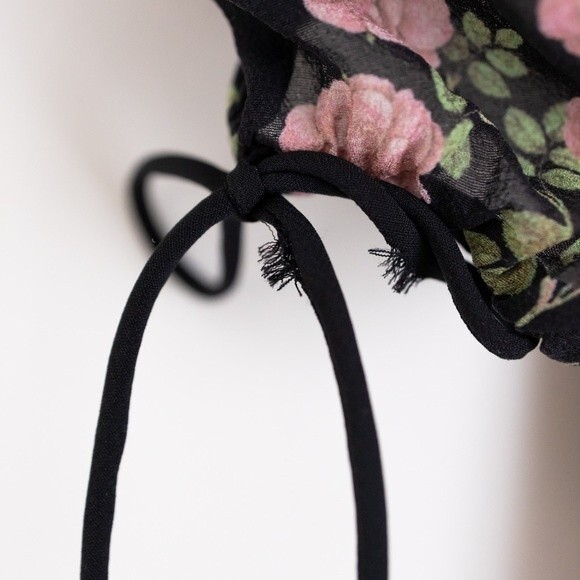 For Love & Lemons Biscotti Ruched Silk Mini Dress Bows Rose Print Size M Blogger - Picture 6 of 15